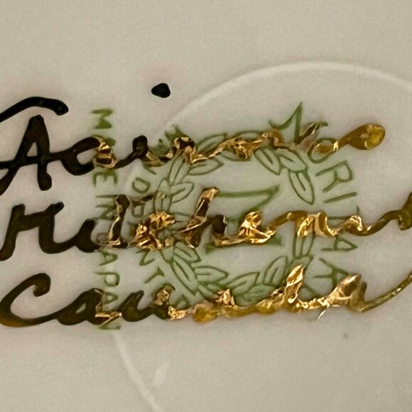 Noritake Hand-Painted Roses Plate 7.5” | Basketweave Border + Gold Rim - Picture 3 of 4